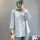 2025 Foreign Trade Central Asian Clothing Muslim Shirt Top Digital Printing Women's Clothing Amazon Middle East Women's Shrimp Skin