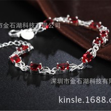 批发外贸爆款首饰货源 韩版时尚精美 银魅力红水晶手链厂价直销