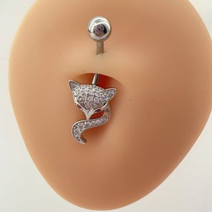 Cross-Border Sexy Fox Navel Nail Body Piercing Navel Jewelry Tiktok Fashion Full Zirconium Navel Ring Manufacturer