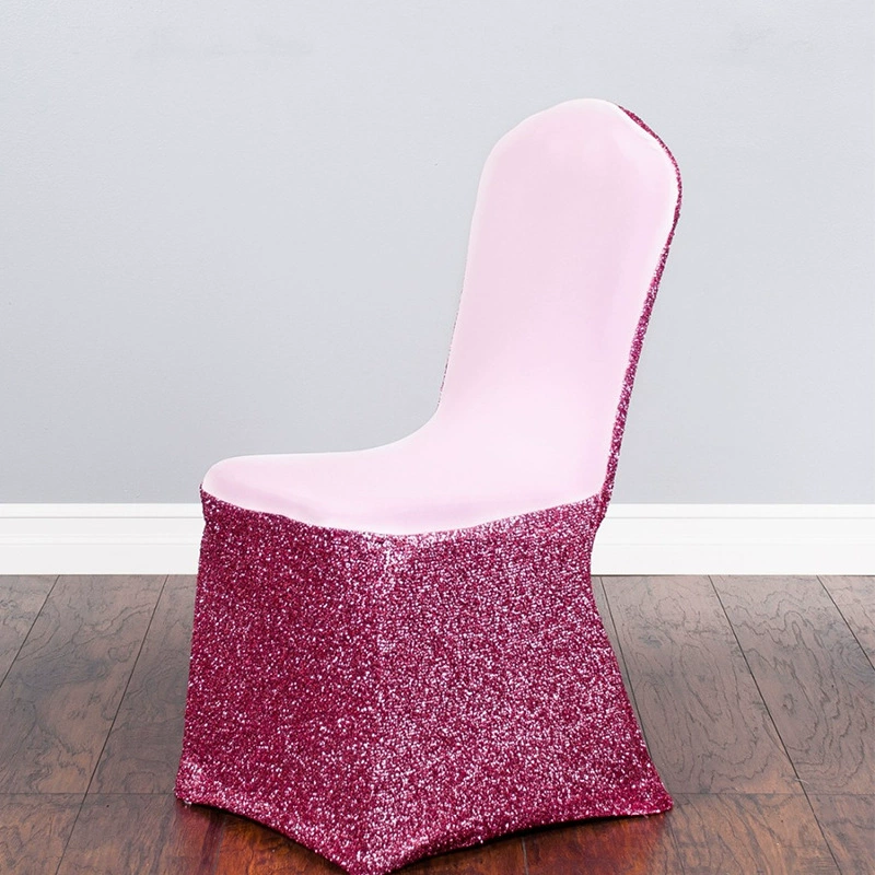 Manufacturer direct sales new wedding banquet decoration for conjoined chair sleeve elastic bright silk chair hoods cover seat sleeve hotel