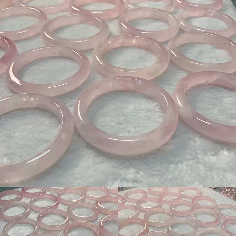 天然正品粉红水晶手镯首饰通透宽版红色女款小众饰品镯子冰种手环|undefined