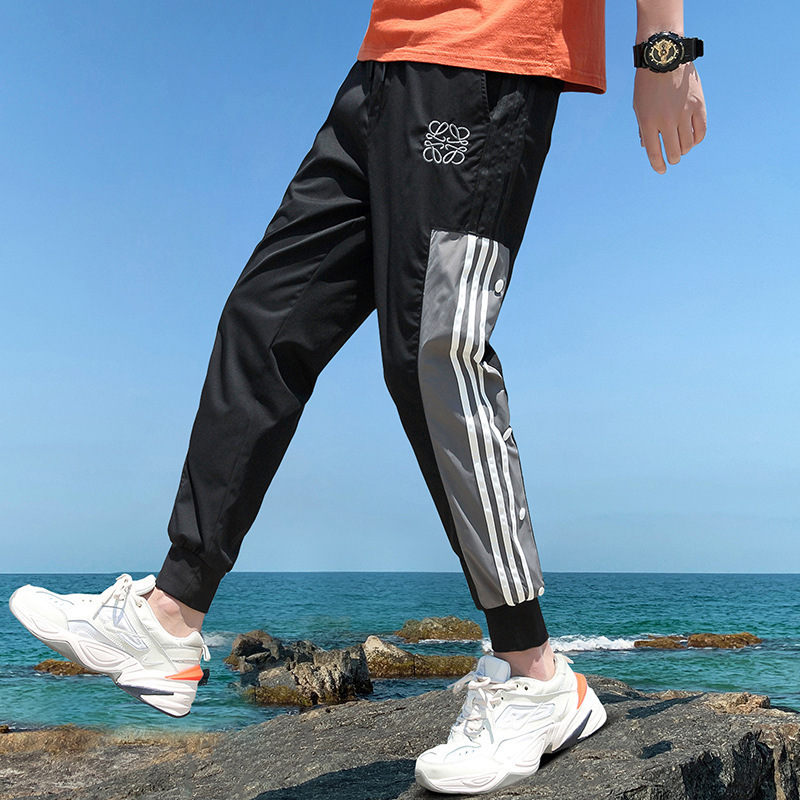 Men's Korean-style Trendy Summer Slim-fit Sports Pants Cropped Skinny Pants Summer Casual Pants for Men