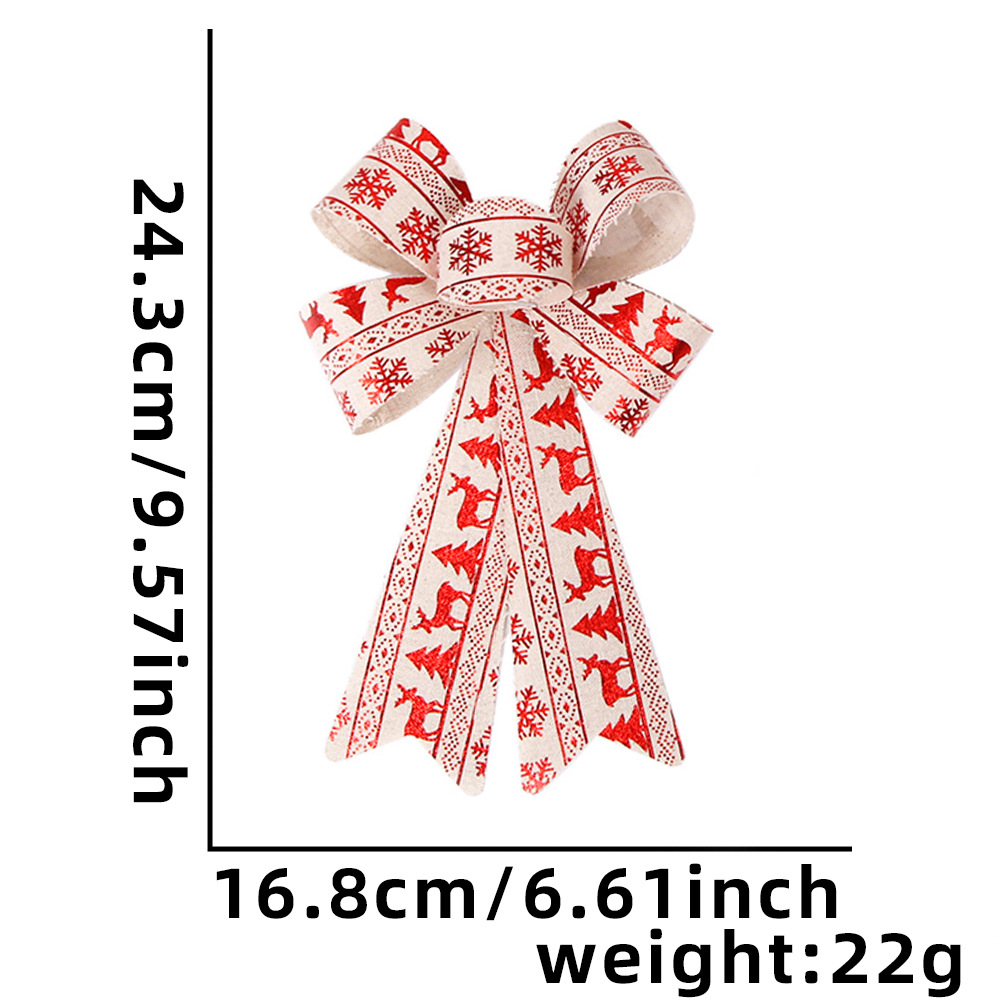 25cm grande Navidad arco adornos Navidad decorativo rayas Lino arco DIY accesorios colgante