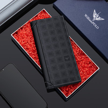 保罗正品男士钱包长款时尚印花钱夹青年皮夹新款牛皮高档生日礼物