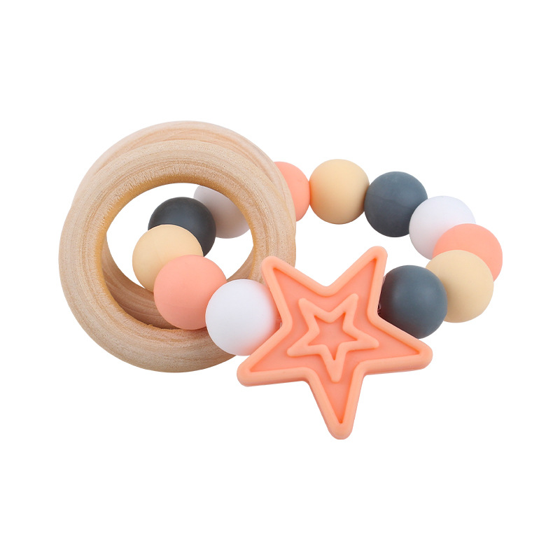 AliExpress nueva fábrica en stock al por mayor bebé mordedor pulsera de silicona para niños estrella de cinco puntas dientes juguetes de molienda