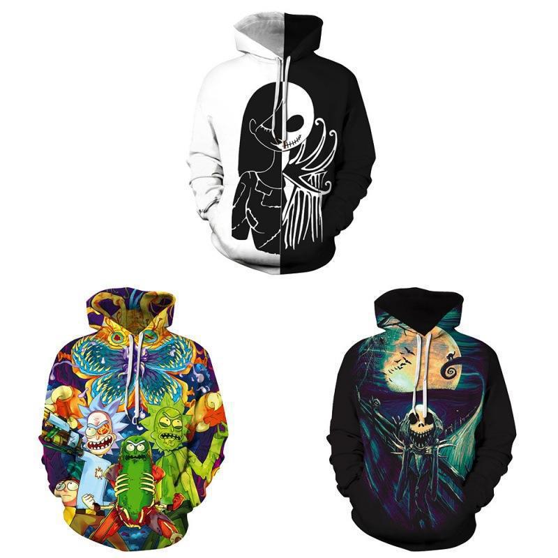 Sudadera con estampado digital 3D de otoño 2023 Nochebuena Scary Jack Pareja Cinturón suelto informal Recto_voghion.com