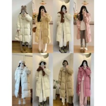 韩系羽绒服女高级感中长款过膝白鸭绒冬装加厚保暖面包服女装批发