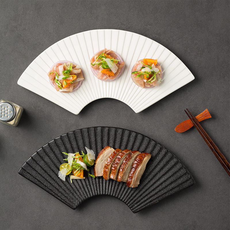 Creative Frosted Fan-shaped Plate Ceramic Japanese-style Sushi Plate Dispel Plate for Commercial Hotel Special-shaped Western Food Plate Flat Plate Creative Frosted Fan-shaped Plate Ceramic Japanese-style Sushi Plate Dispel Plate for Commercial Hotel Special-shaped Western Food Plate Flat Plate