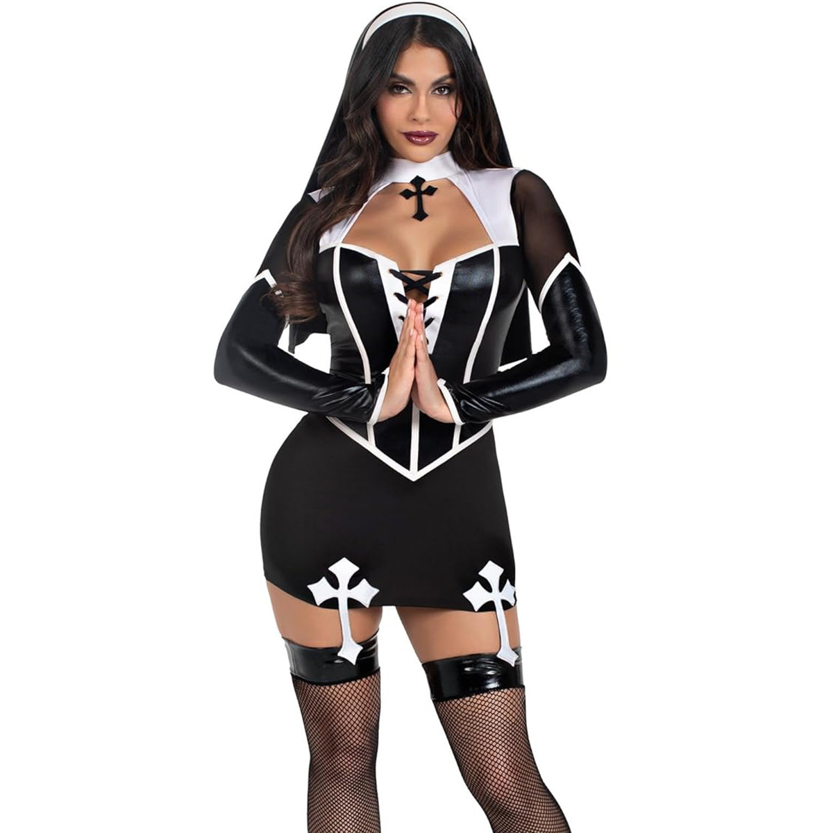 Halloween Nun Dress Cos Female Sex Uniform Seductive Sexy suit Role Playing Nun Cross-dressing Party Dress