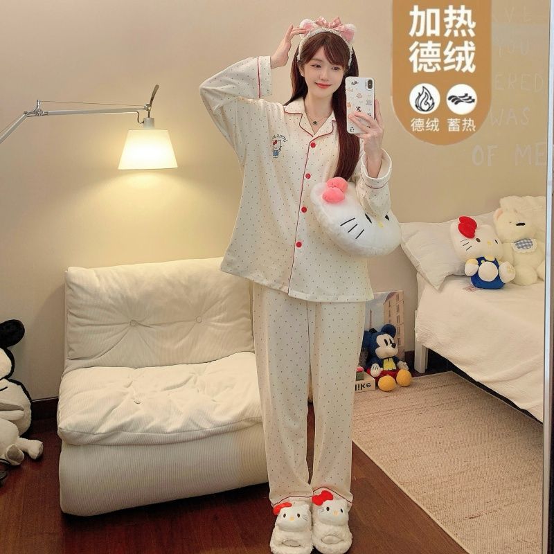 Al por mayor transfronterizo explosión de invierno de ternilla pijama caliente de manga larga de mujeres cardigans con la solapa ropa de hogar gruesa ropa exterior