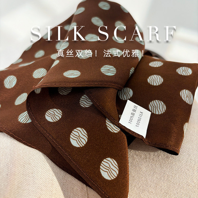 100% Mulberry Silk Scarf 65 Double Crepe Silk Square Scarf Luxury Neck Tie Women's Summer New Thin Scarf