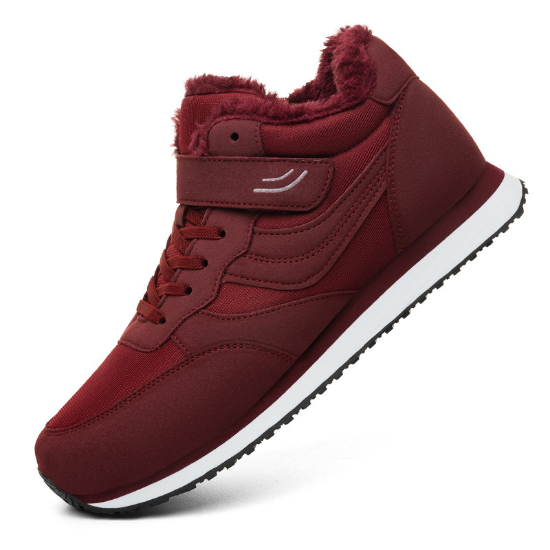 Zapatos anti-deslizantes sueltos para personas mayores zapatos de caminata de mujer con terciopelo calentador zapatos de madres de mediana edad zapatos de algodón de alta altura zapatos de nieve de mujer