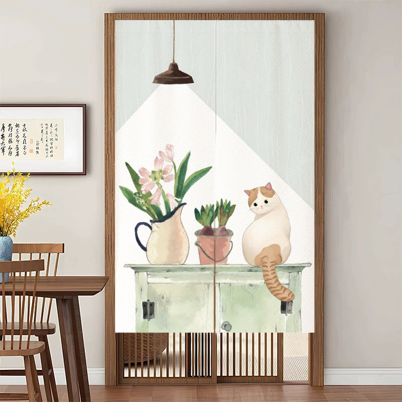 Simple Modern Fresh Cartoon Fabric Door Curtain for Home Bedroom Half Curtain Kitchen Partition Curtain Entrance Toilet Curtain