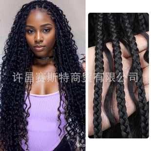 Foreign Trade Cross-border New Crochet Wig Box Braids Wig Imitation Hand-woven Chemical Fiber Three-strand Braid Flying Lace