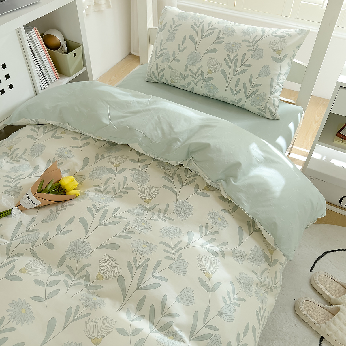 Dormitorio de estudiantes universitarios tres piezas de cama de algodón puro sábanas individuales de algodón cuatro piezas de cama de seis colchones 2025 nuevo