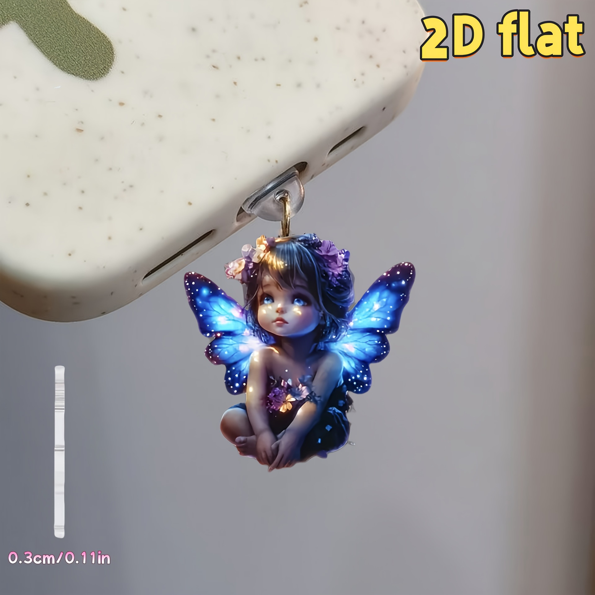 Transfronterizo nuevo acrílico plano mariposa niña acrílico teléfono móvil tapón de polvo image 3