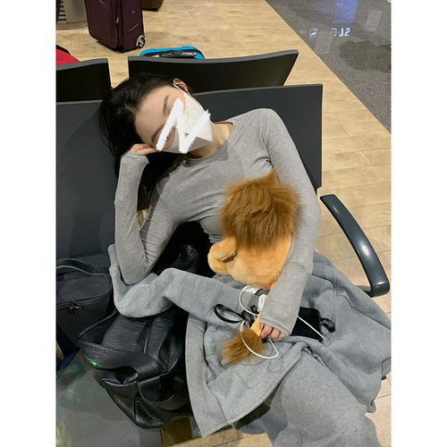 Women's Long-Sleeve Slimming T-Shirt, Solid Color Round Neck Top for Summer and Autumn, Southeast Asian Style, Instagram Inspired