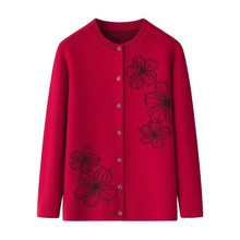 中老年开衫老人长袖秋冬新款妈妈毛衣加厚外套针织羊毛衫大码女装