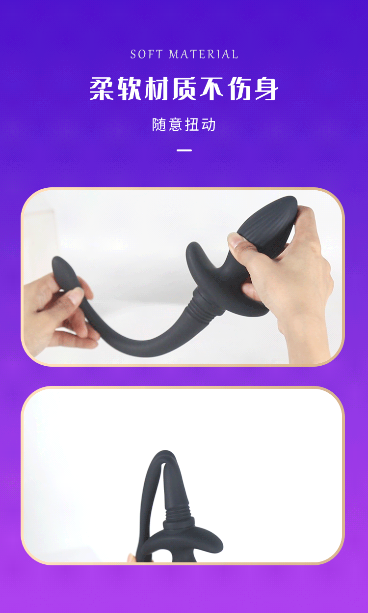 Remote-Control Vibrating Anal Plug with Swinging Dog-Tail Design, 10 Frequencies, Silicone, Rechargeable — detail image 19