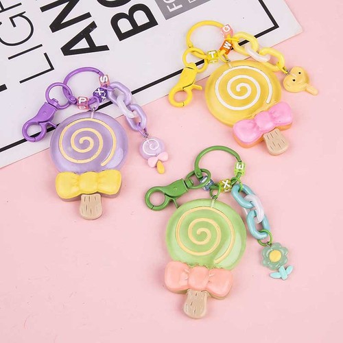 Korean trendy exquisite resin lollipop key chain pendant cute girls key chain bag car pendant