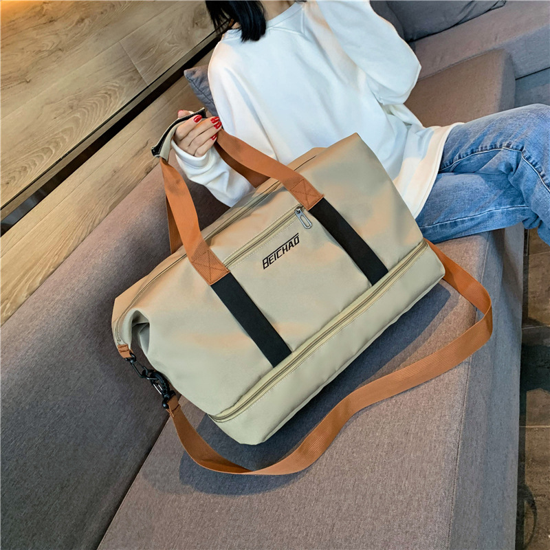 Travel bag, large capacity boarding luggage bag, dry wet separation shoe compartment bag, business travel fitness backpack_voghion.com