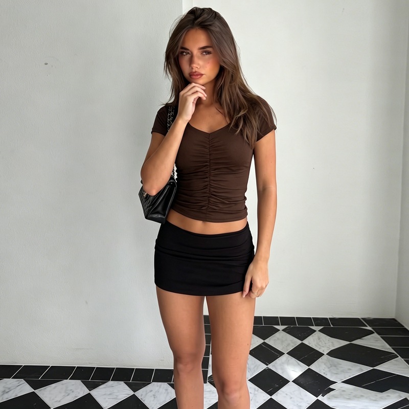 Summer T-shirt Women's Top 2026 Summer Fashion Slim-fit Spice Girls Skinny Sexy T-Shirt_ecoleips.com