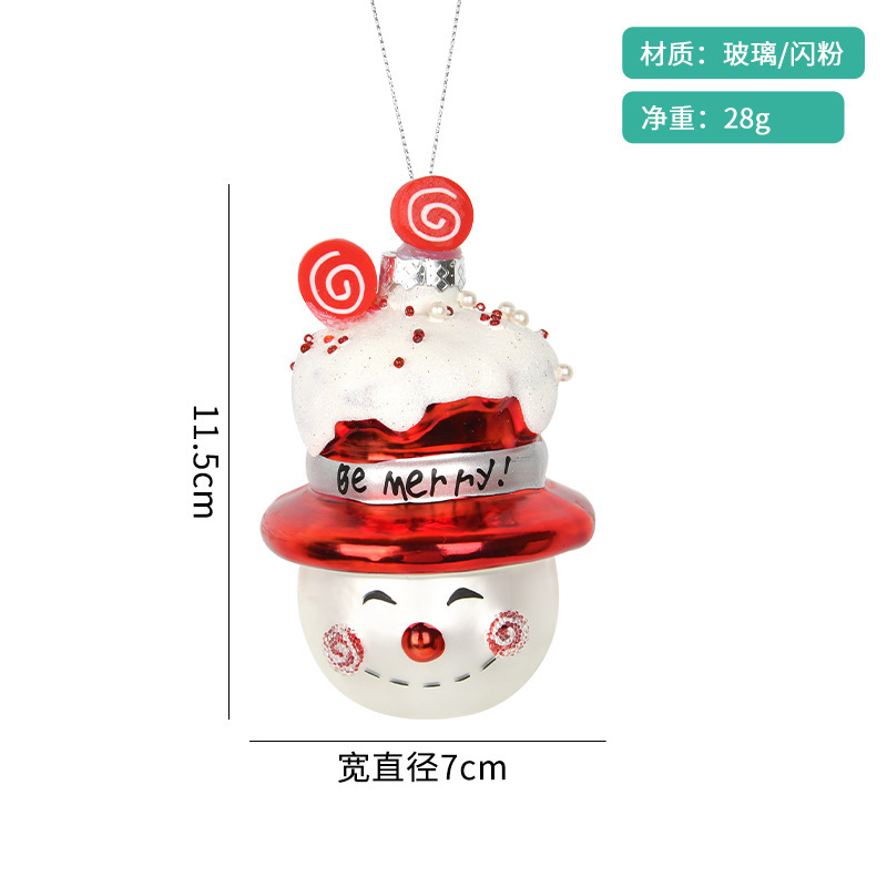 クリスマス装飾用品ガラス塗装ボールクリエイティブペンダントクリスマスツリーシーンアレンジメント雪だるま食品スタイリングペンダント|undefined