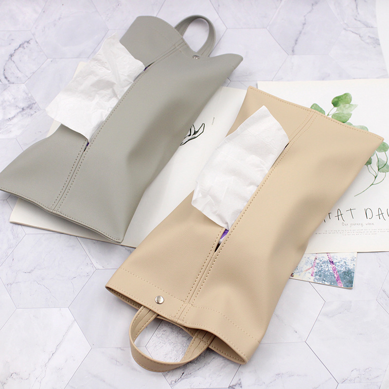 Car interior hanging tissue box ins style pu leather tissue storage bag drawable logo tissue box Car interior hanging tissue box ins style pu leather tissue storage bag drawable logo tissue box