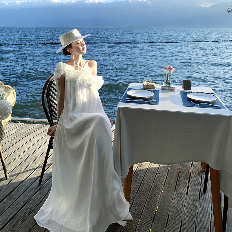 Travel Photography, Super Fairy-Like Vacation Dress, New Summer Style, Large Skirt, Seaside Vacation Long Dress Travel Photography, Super Fairy-Like Vacation Dress, New Summer Style, Large Skirt, Seaside Vacation Long Dress