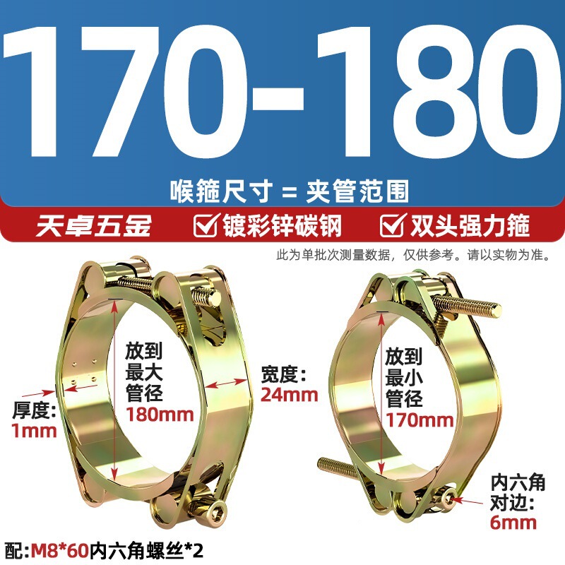 欧式铁镀锌双头强力卡箍喉箍双层高压加强型橡胶管夹重型卡扣抱箍|undefined