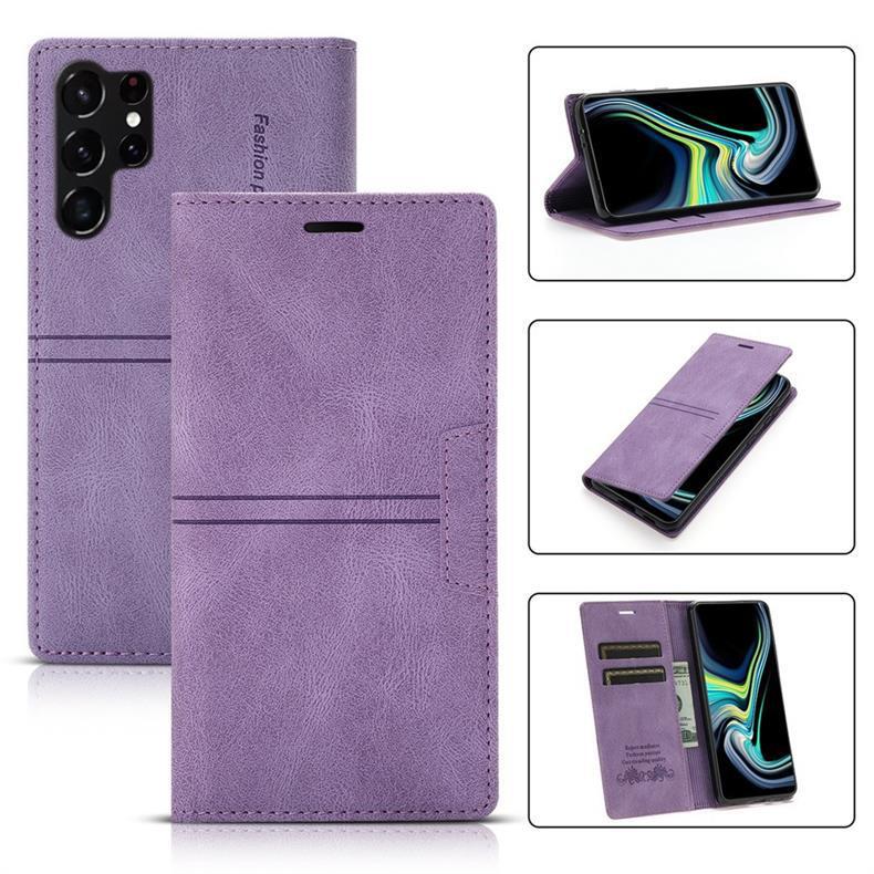 Suitable for Samsung S25Ultra Mobile Phone Leather Case Flip Cover A17 Skin-Feel Dreamy Suction S24Fe Card Protective Case