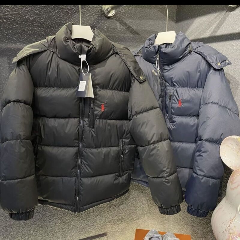 2025 New Embroidered Fashion Stand Collar Solid Color Thickened Warm Windproof down Cotton Jacket Unisex Cotton Coat