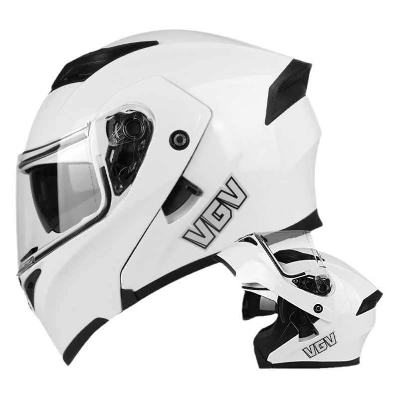 [Stock listo] Casco de motocicleta VGV Casco integral de motocicleta de cara abierta con certificación 3C DOT se puede instalar en azul en todas las estaciones en invierno