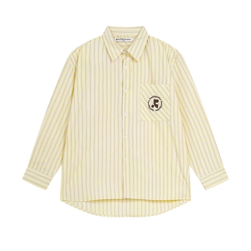 【官网正品】restandrecreation条纹衬衫RR刺绣宽松休闲情侣款|undefined