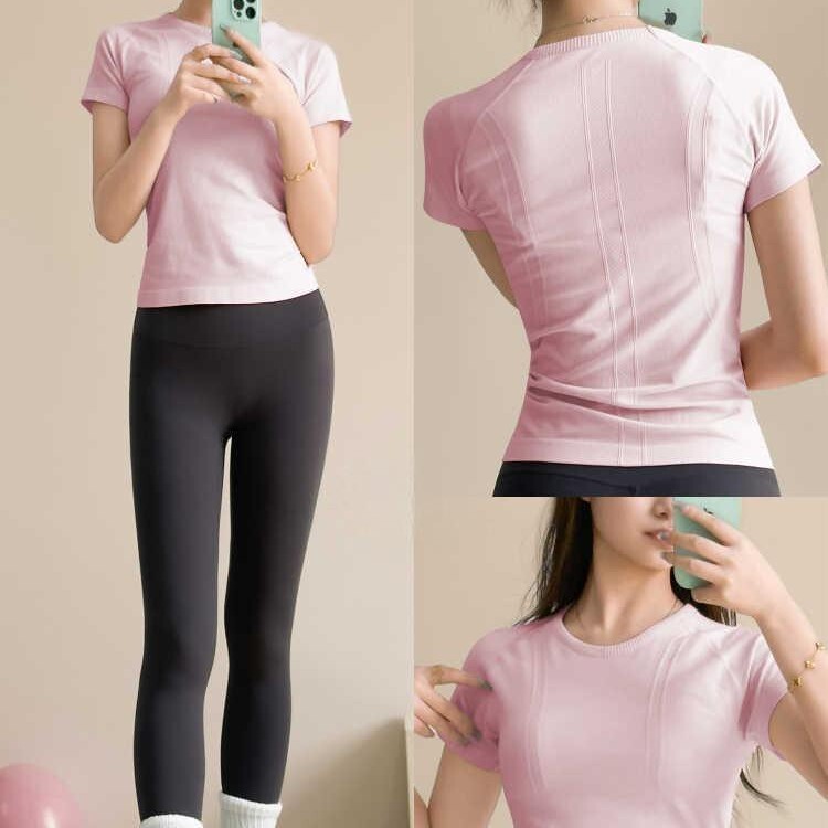 High-Elastic Fitness Short-Sleeved Women's Summer New Round-Neck Quick-Drying Clothing Running Sports T-Shirt Lightweight Breathable Yoga Clothing High-Elastic Fitness Short-Sleeved Women's Summer New Round-Neck Quick-Drying Clothing Running Sports T-Shirt Lightweight Breathable Yoga Clothing