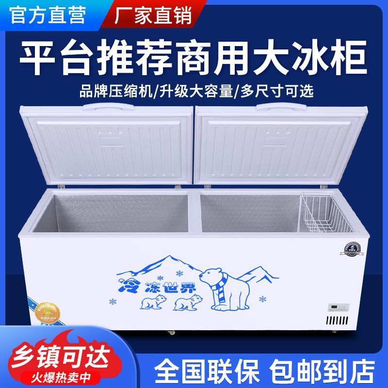 Freezer Refrigeration and Freezing Commercial Large-Capacity Single-Temperature and Dual-Temperature Freezer Horizontal Household Supermarket Freezer Refrigerator Supply