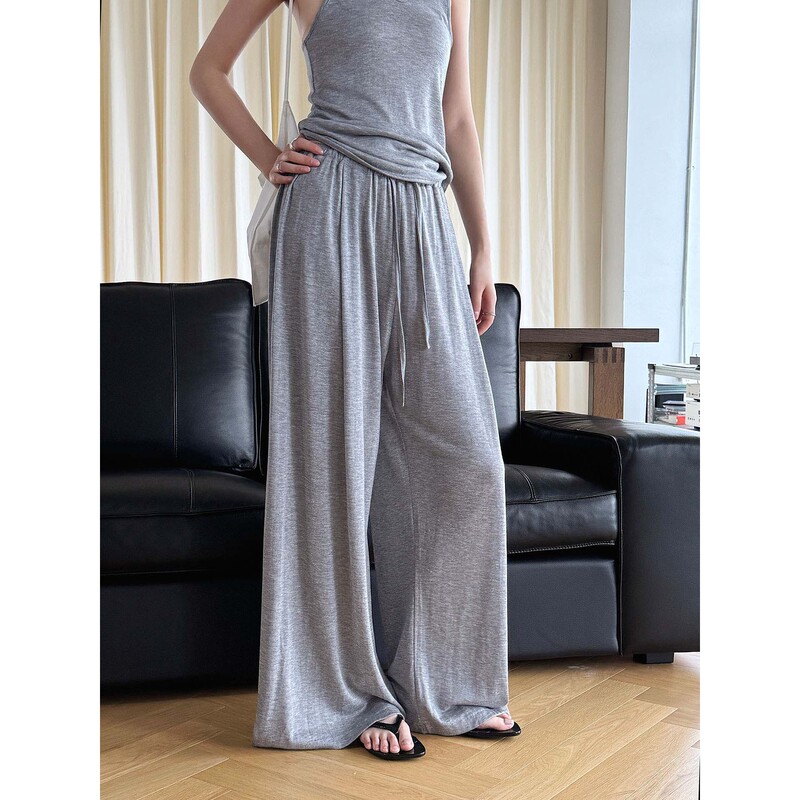 Xuman Summer New Korean Style Casual Elastic Drawstring Wide-Leg Casual Pants Loose and Lightweight Long Pants for Women Xuman Summer New Korean Style Casual Elastic Drawstring Wide-Leg Casual Pants Loose and Lightweight Long Pants for Women