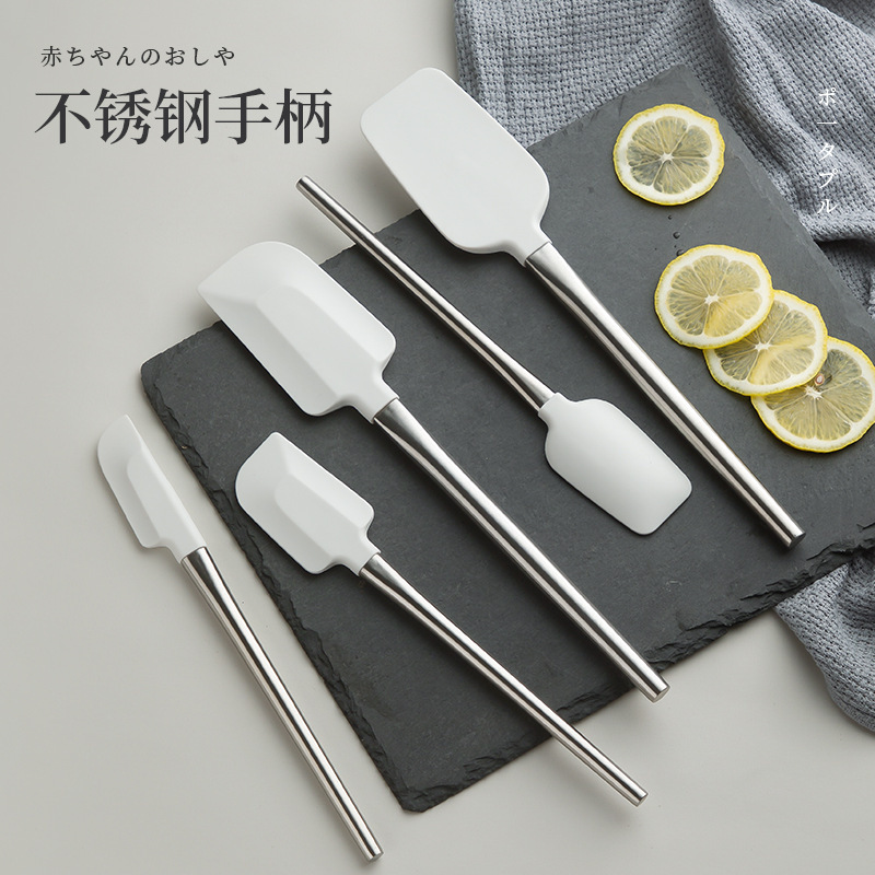 Raspador de silicona, espátula para hornear, gelatina, herramienta especial, espátula de cocina resistente a altas temperaturas, espátula de crema de pastel integrada