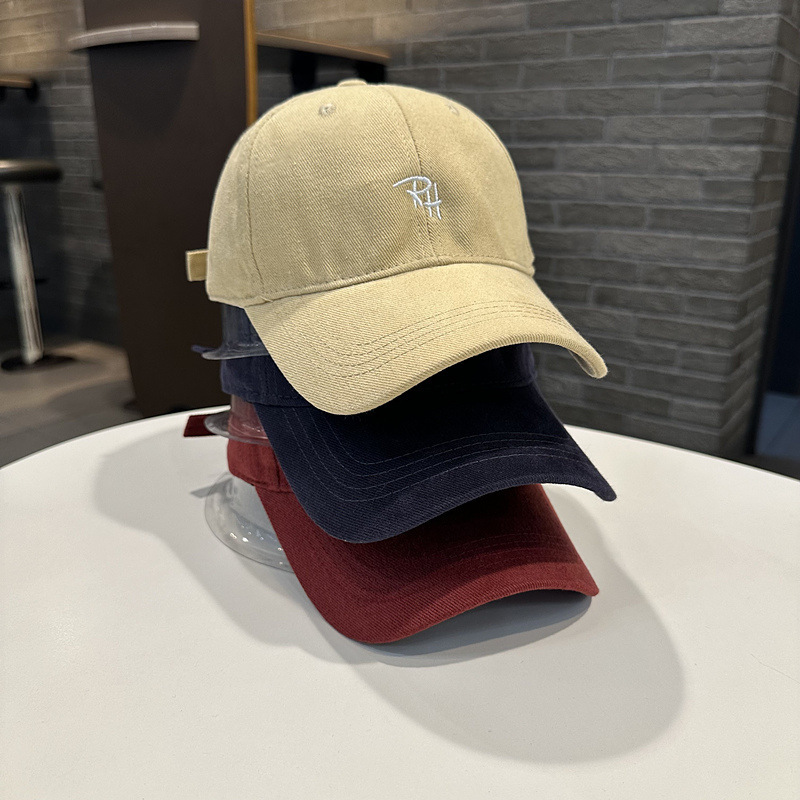 New Wide Brim Covered Face Plain Face Small Soft Top Baseball Cap Letter Embroidered Cap Couple Simple Hat for Women