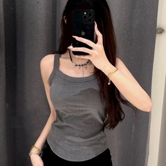 新款德絨保暖背心女帶胸墊純欲性感顯瘦吊帶內搭外穿辣妹美背長款