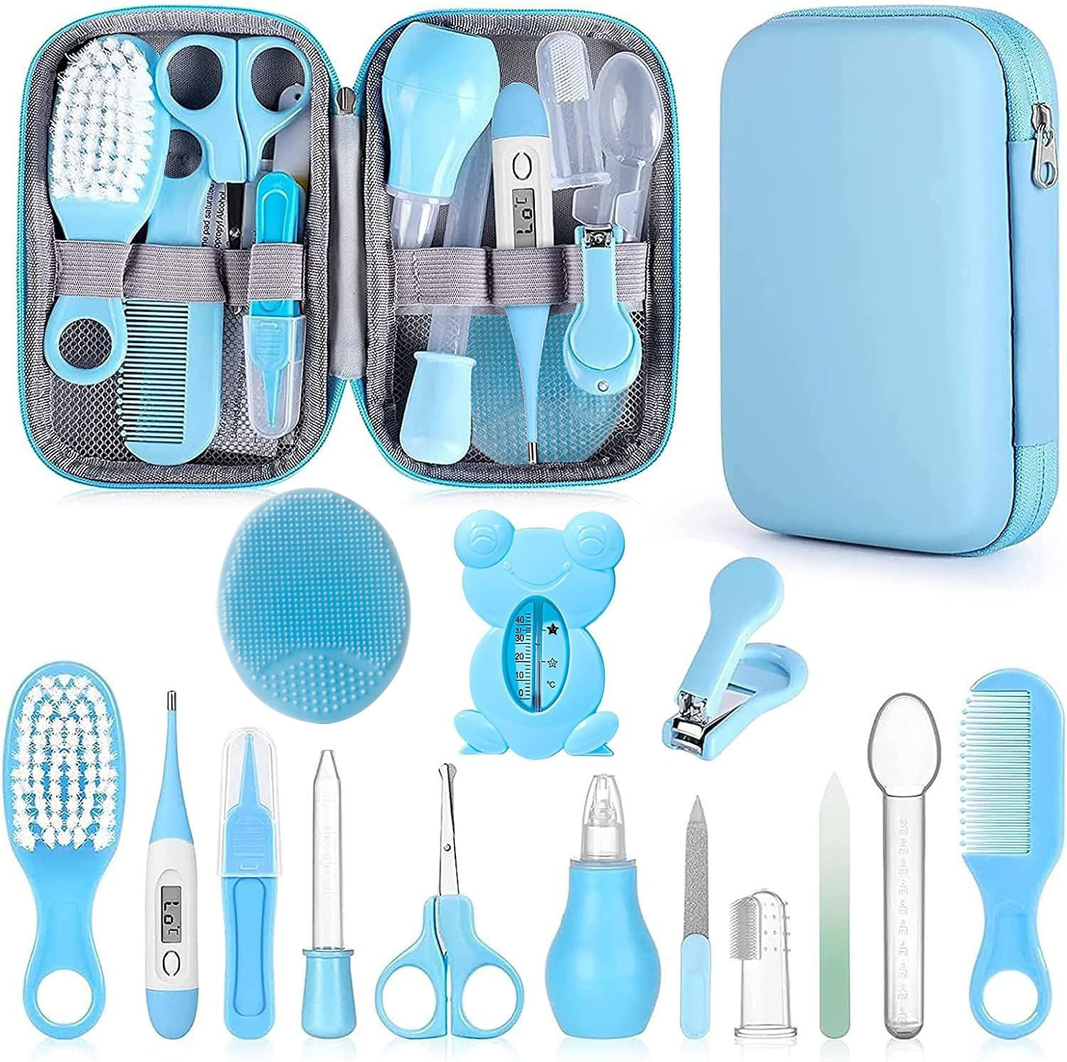 Cross-Border Baby Care 14-Piece Set Baby Nasal Aspirator Nail Scissors Comb Brush Finger Cot Toothbrush Supplies Set