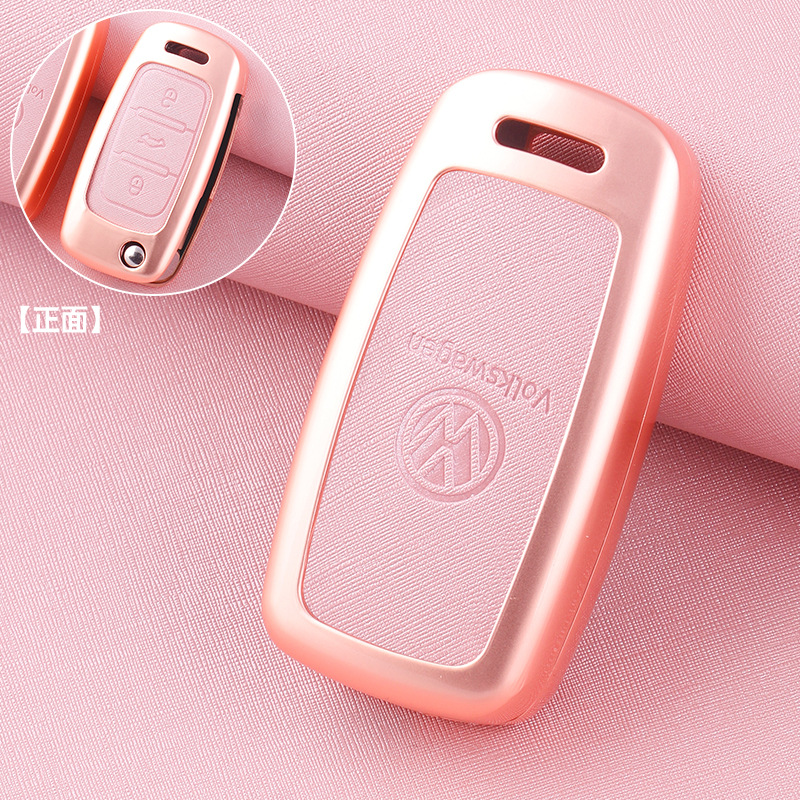 ZH 폭스바겐 모델 A [로즈 골드-핑크 가죽] 싱글 메탈 케이스