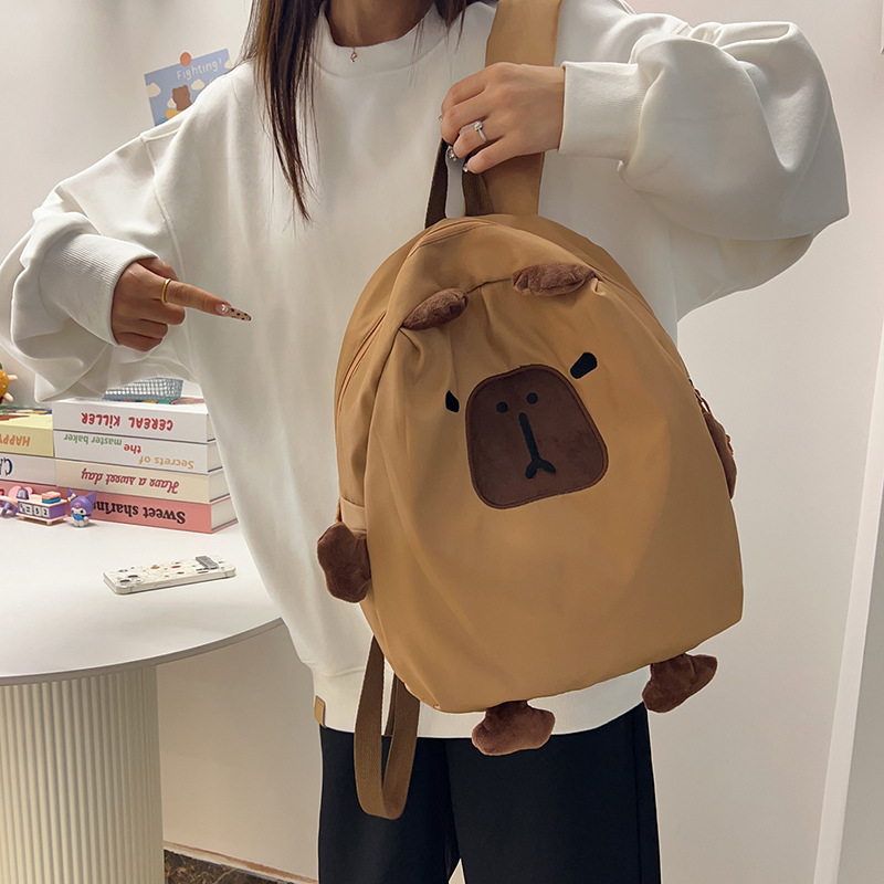 Backpacks, capybaras, niche design schoolbags, cute Capibara backpacks for college girls, cute brown bear trendy backpacks undefined