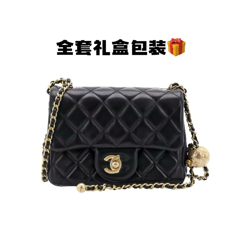 香家新款小香风 菱格小金球包 cf方胖子真皮女包 斜挎 腋下链条包|undefined
