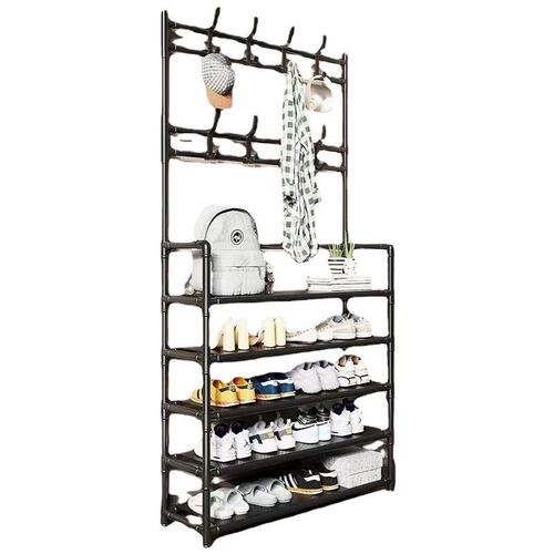Simple shoe rack multi-layer combination storage rack home dormitory multi-functional floor hanging clothes rack storage shoe cabinet shoe and hat rack