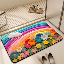 跨境硅藻泥浴室地垫吸水速干3D立体防滑脚垫家用耐脏免洗可擦地垫