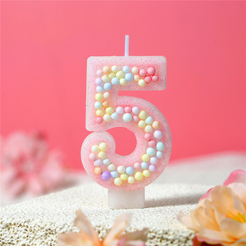 供跨境少女粉马卡龙0-9泡沫球数字生日派对蜡烛蛋糕装饰少女风|undefined