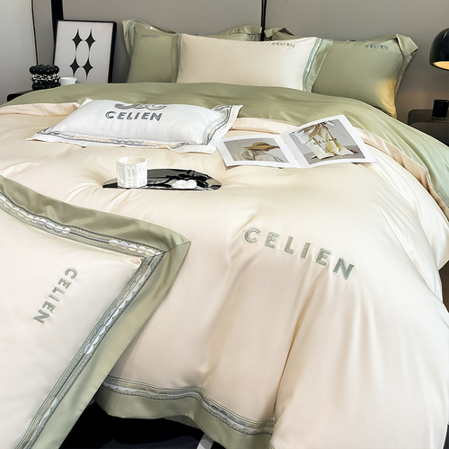 A-class baby and mother-level 100 pieces of long-staple cotton luxury four-piece set pure cotton satin embroidery all-cotton bed sheet and duvet cover set