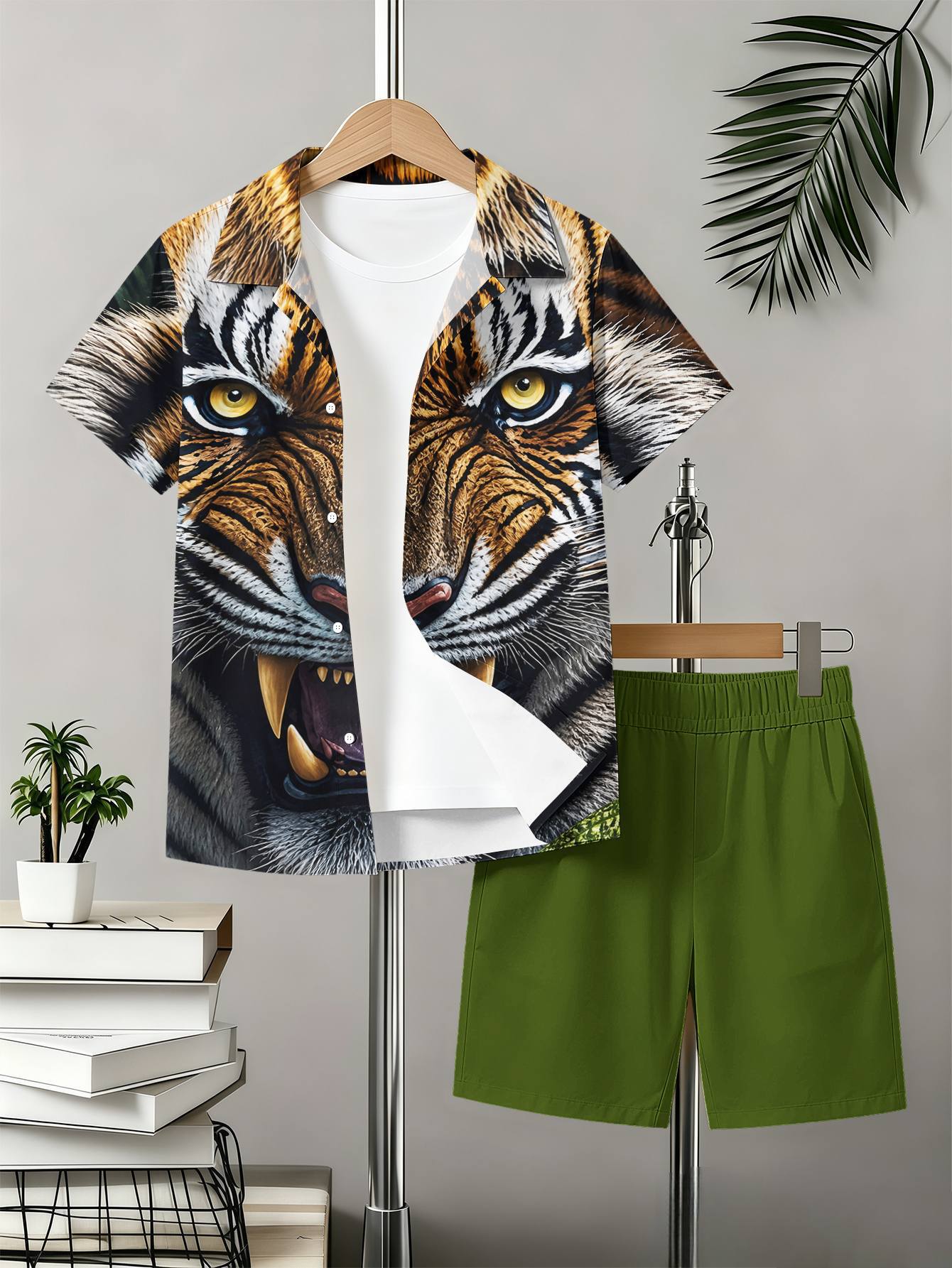 Boys 3d Printed T-shirt And Shorts Set With Pattern Designs_voghion.com