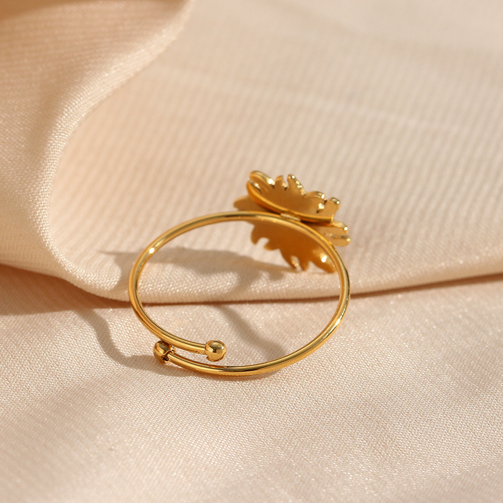 Fashion Geometric Flower Stainless Steel Inlay Zircon Rings Earrings